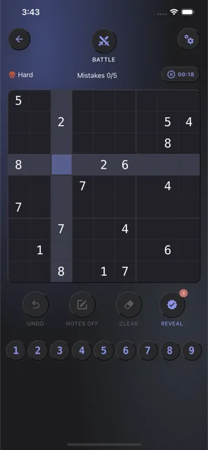 Battle board in dark mode
