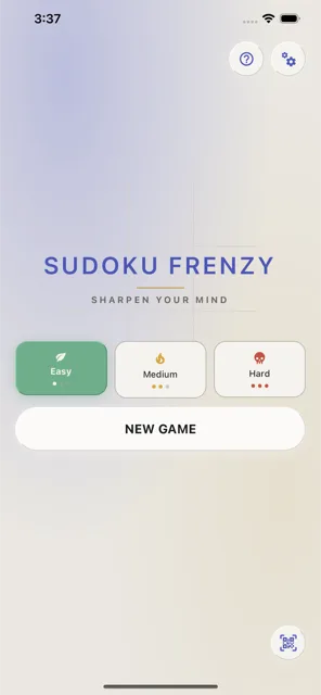 Sudoku Frenzy home screen